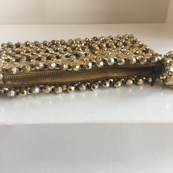 Vtg Gold beaded evening bag circa 1940 - Picture 8 of 11